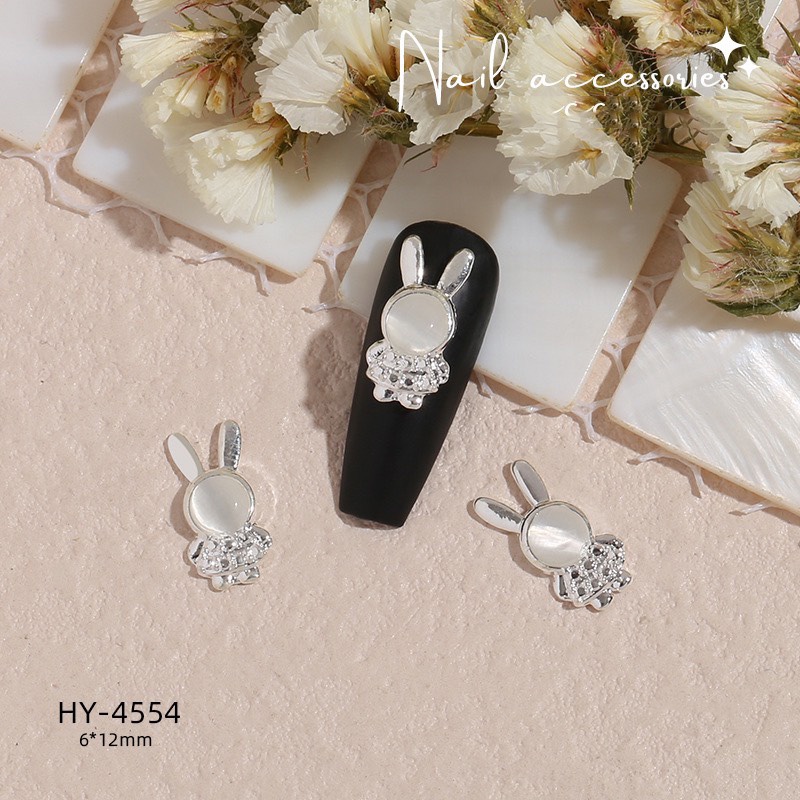 Charm nail cao cấp, charm bạc gắn móng tay, phụ kiện trang trí móng tay