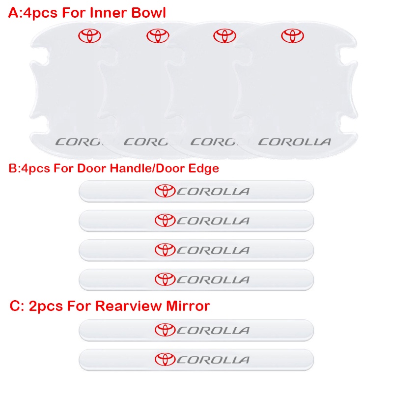 Miếng Dán Trong Suốt Chống Trầy Cho Tay Nắm Cửa Xe Hơi Toyota Corolla