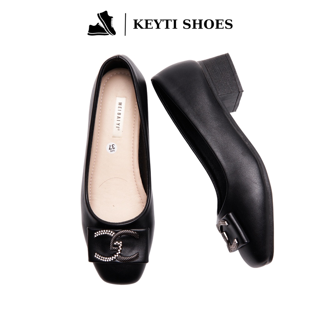 Giày cao gót nữ thời trang KEYTI đế 3.5cm, quai đính GC siêu bền