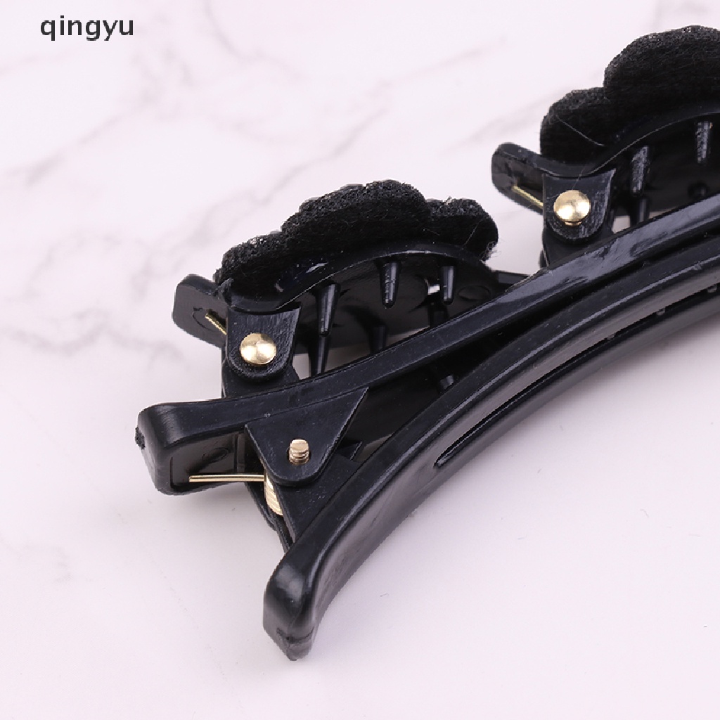 Qingyu Kẹp Tóc Bện Hình Cỏ Bốn Lá Đính Đá Pha Lê