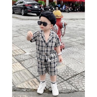 Set vest thô kẻ cao cấp Beemo cho bé trai