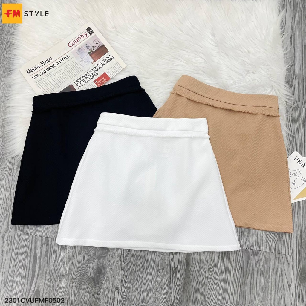 Chân váy chữ a FM STYLE màu trơn phối tua lưng thời trang tiểu thư phong cách basic 23010231