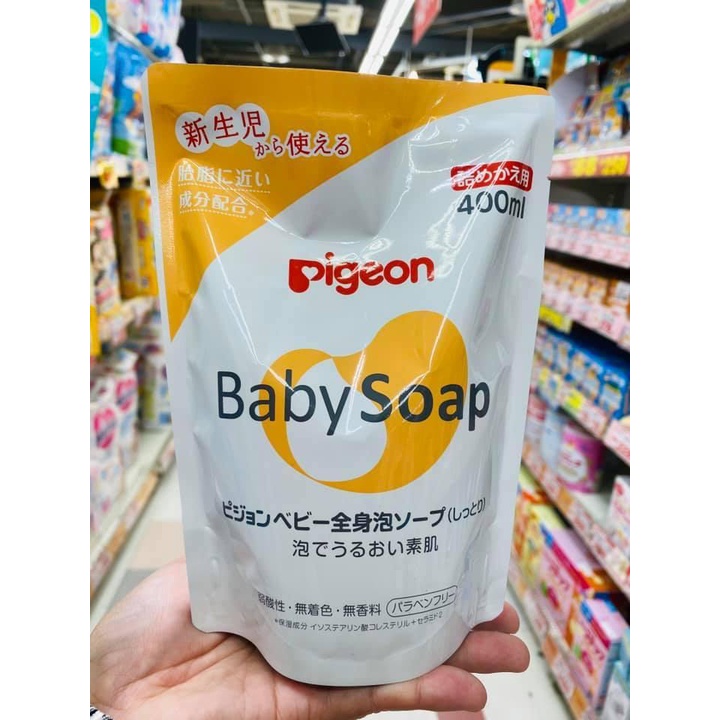 Sữa Tắm Tạo Bọt Pigeon Baby Soap Cho Bé Hàng Nội Địa Nhật Dạng Túi 400ml