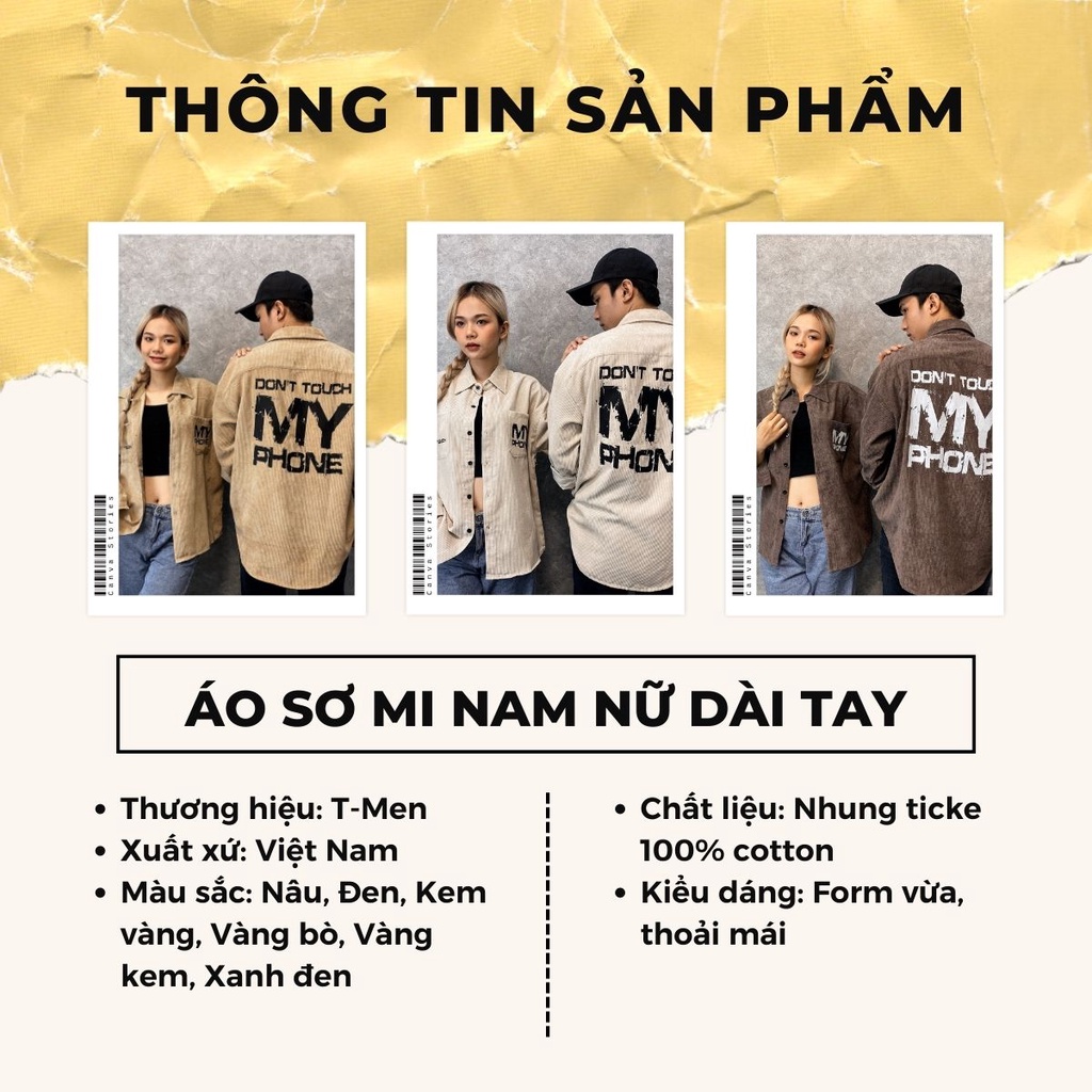 Áo Sơ Mi Nam Nữ Dài Tay, Couple,  Form Rộng Dáng Basic, Cotton Mềm Mịn - T-Men AT001 AT007 AT009 | BigBuy360 - bigbuy360.vn