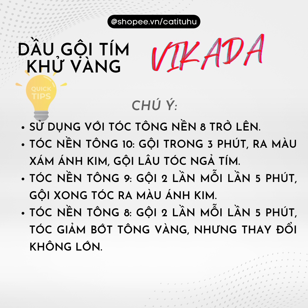 Dầu gội tím khử vàng tóc về màu bạch kim Vikada chính hãng chai 275ml