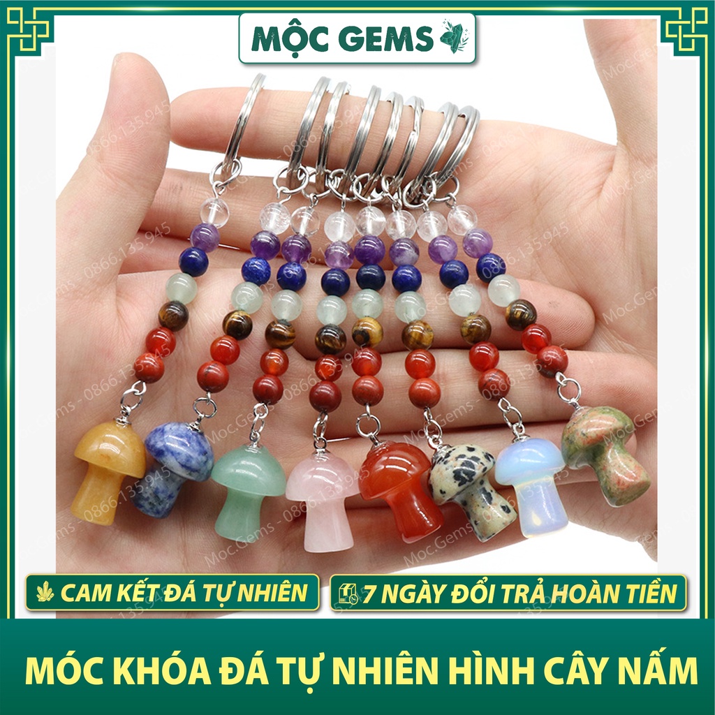 Móc Khóa Đá Thanh Tẩy Hình Cây Nấm Xinh Xắn, Móc Khóa Phong Thủy Giúp Thu Hút May Mắn, Bảo Vệ Bản Thân