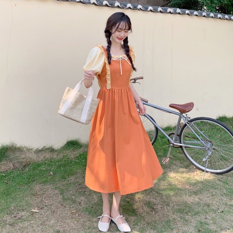 khui hàng bom đầm công chúa bí ngô dáng dài xoè tay phồng phối màu cosplay