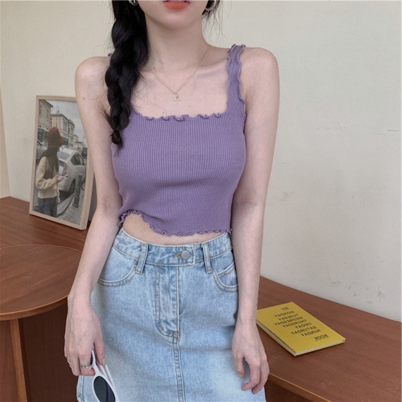 ZHELIHANGFEI Áo Dệt Kim Sát Nách Hở Eo Quyến Rũ Thời Trang Cho Nữ