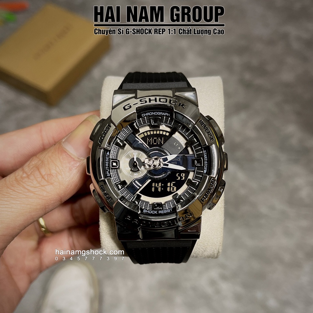 Đồng hồ nam G-SHOCK GM-110-1A Black Camouflage Silver Shell | GM 110 Silver Shell | GM 110 Black Silver
