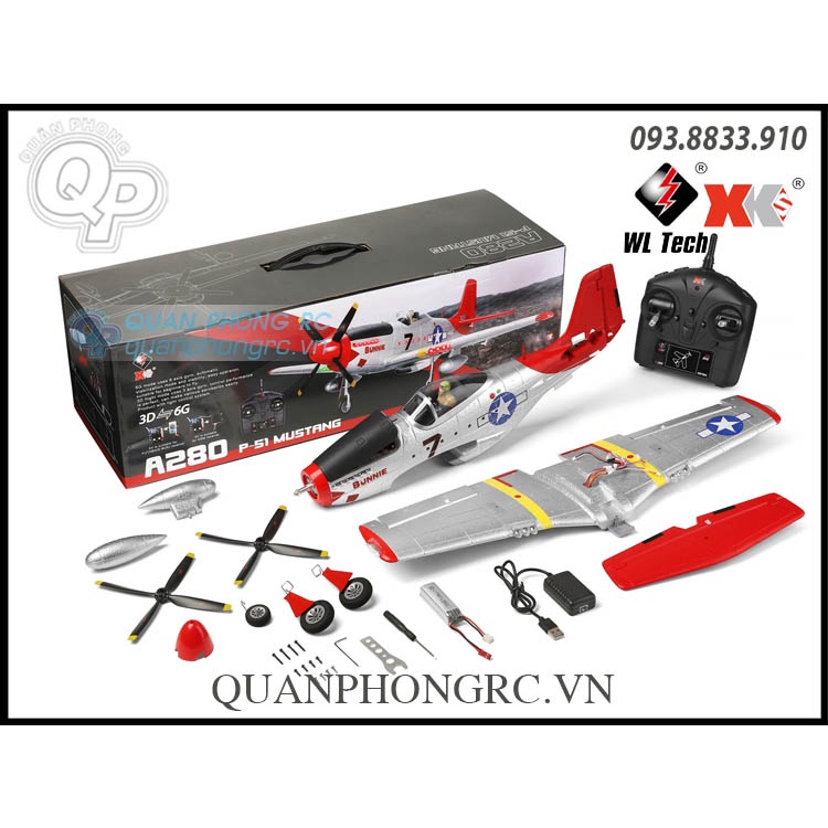 Máy Bay WLtoys XK A280 P51 3D6G RC Airplane RTF Support FUTABA DSM S-Bus Rx