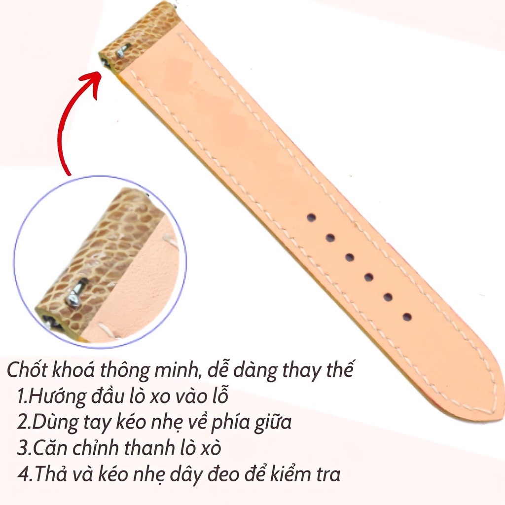 Dây Đồng Hồ, Dây Da Cá Sấu Nâu Mẫu Gai Chân Khoá Cao Cấp Mạnh Mẽ Nam Tính Da Cá Sấu Thật Bảo Hành 6 Tháng