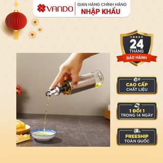 Chai dầu ăn inox 304 cao cấp vando chất liệu thủy tinh bọc inox 304 cao cấp