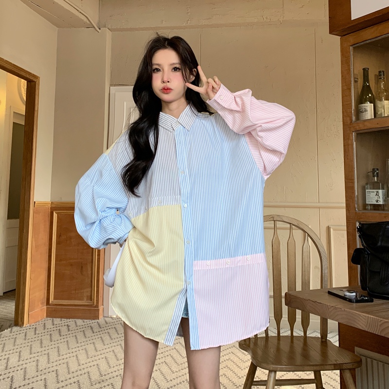 Áo sơ mi SUXI cổ bẻ dáng rộng thời trang mùa xuân cho nữ