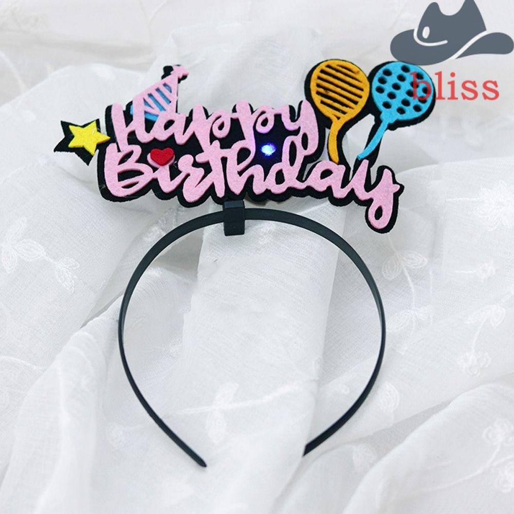 Băng Đô Tai Thỏ Có Đèn LED In Chữ Happy Birthday Dễ Thương