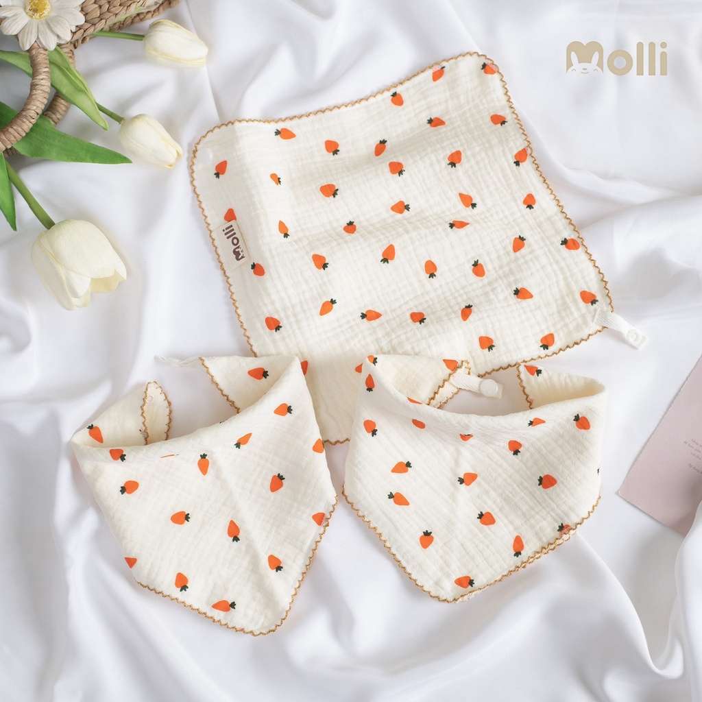 Set 3 Khăn sữa / yếm  xô 4 lớp kt 28*28cm cho bé