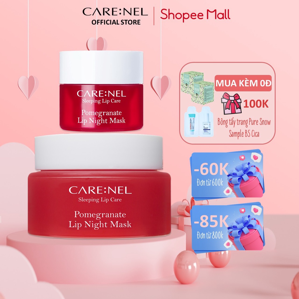 [MUA 3 CÓ QUÀ] Mặt nạ ngủ môi lựu Care:Nel Pomegranate Lip Night Mask 5g, 23g