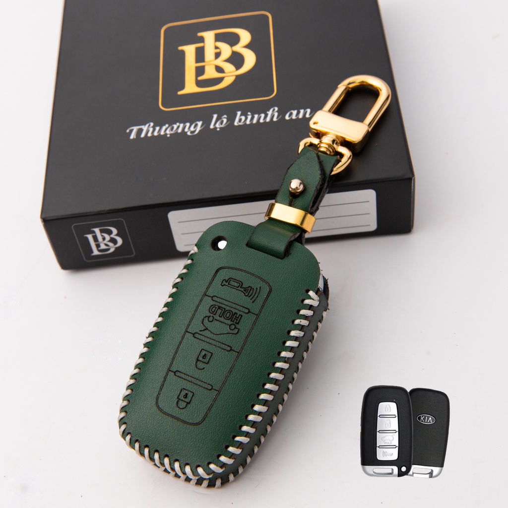 Bao da chìa khóa ô tô xe hơi BB Kia forte, cerato 2009-2013 chìa thông minh 4 nút da thật chống xướt chính hãng