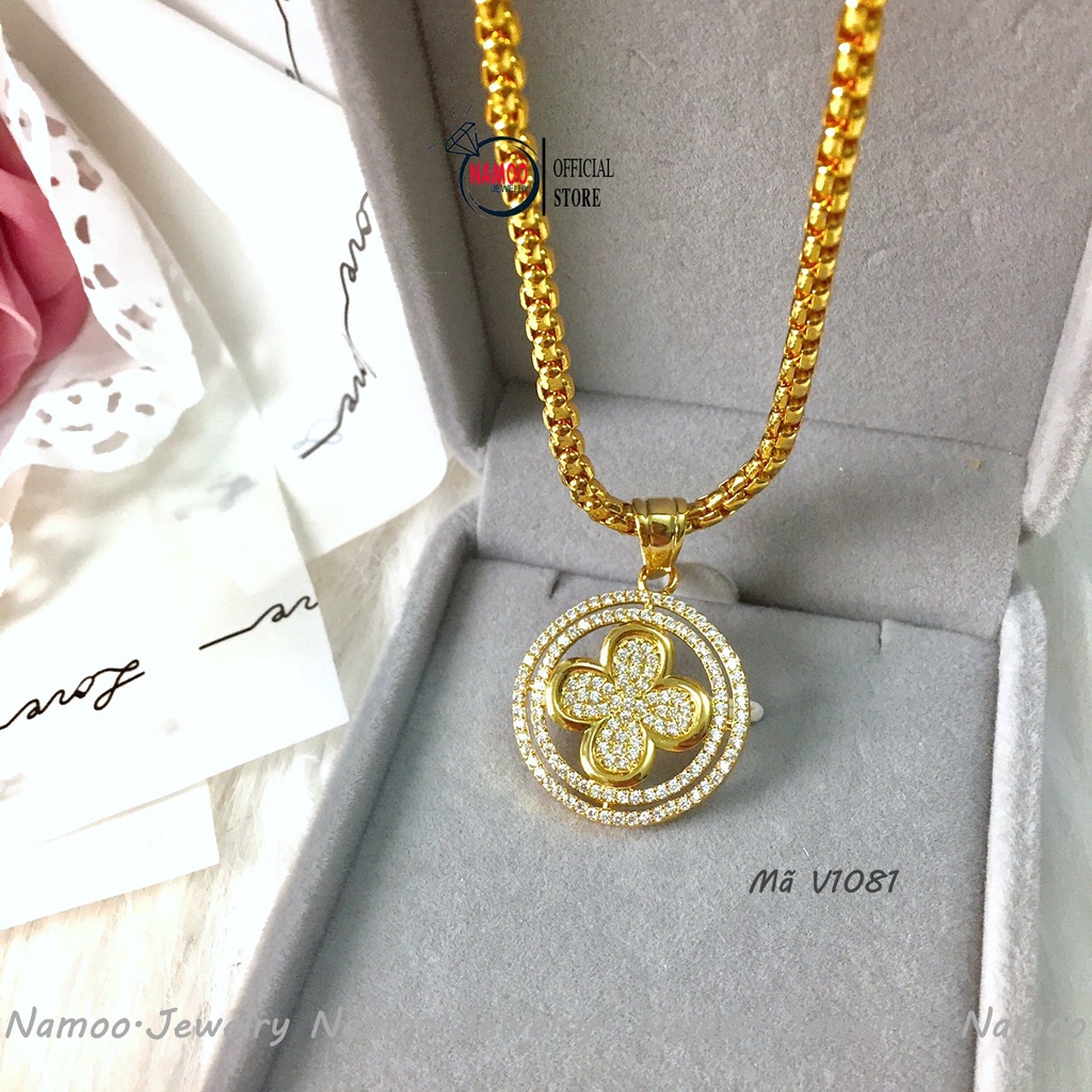 Dây Chuyền Nữ V1081 Cực Đẹp Với Kiểu Dáng Mặt Hoa Cực Đẹp, Khảm Đá Tinh Xảo Cho Nữ Namoo Jerwelry