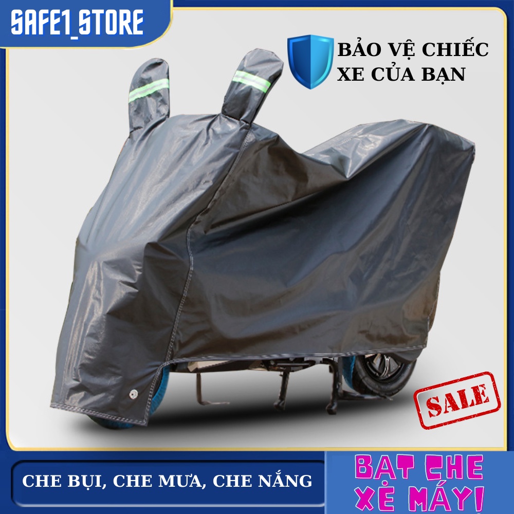 Bạt che xe máy ngoài trời có tai, chất liệu PEVA+Tráng bạc cao cấp. Bạt trùm xe máy chống nắng, chống mưa, chống bụi