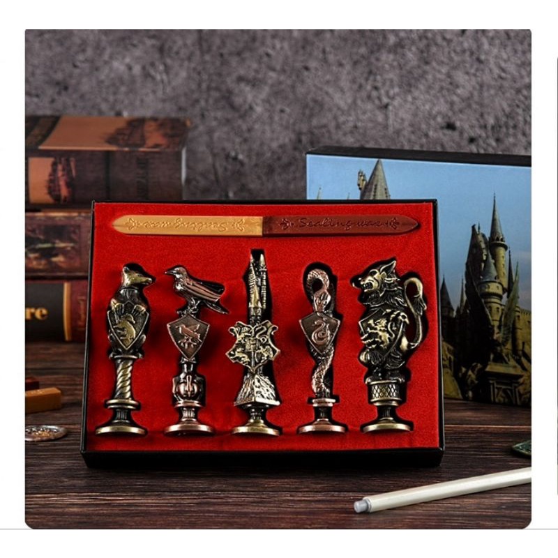 (Sealing wax) Set tay cầm kèm đầu dấu niêm phong Harry Potter.