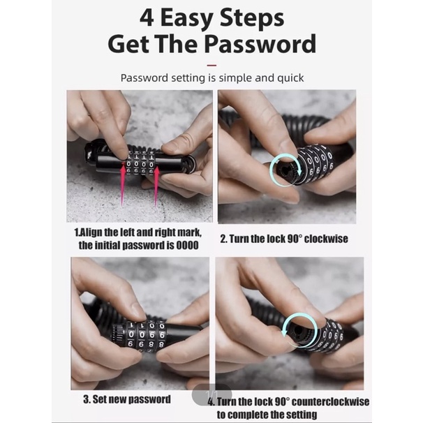 KHOÁ XE ĐẠP MẬT KHẨU 4 SỐ ROCKROS_Cào Cào bikeshop