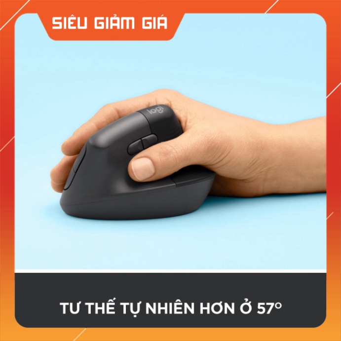 Chuột công thái học không dây Logitech Lift Vertical - Bluetooth | USB, giảm ồn, Windows/ Mac