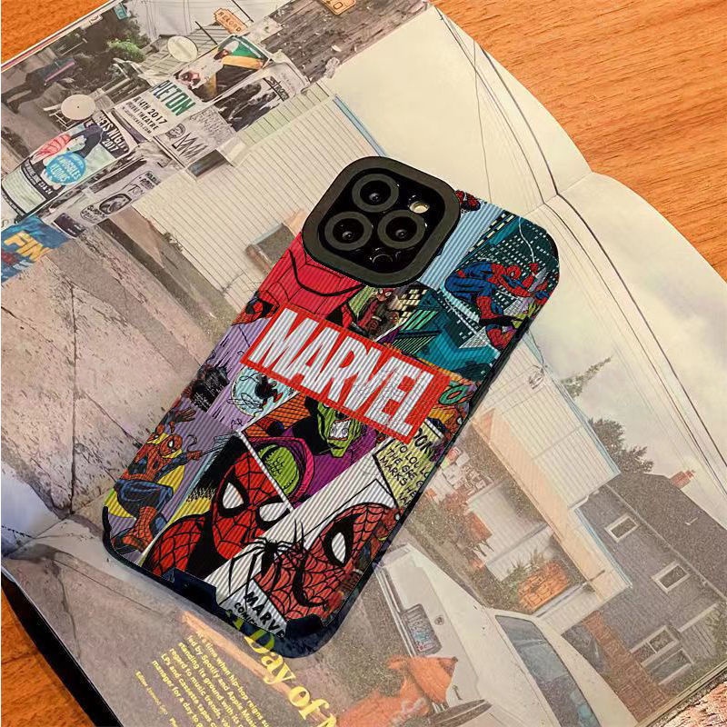 Ốp Điện Thoại Hình Spiderman Hoạt Hình Phong Cách Âu Mỹ Cho iPhone 11 / 12 / 13 / 14 pro max