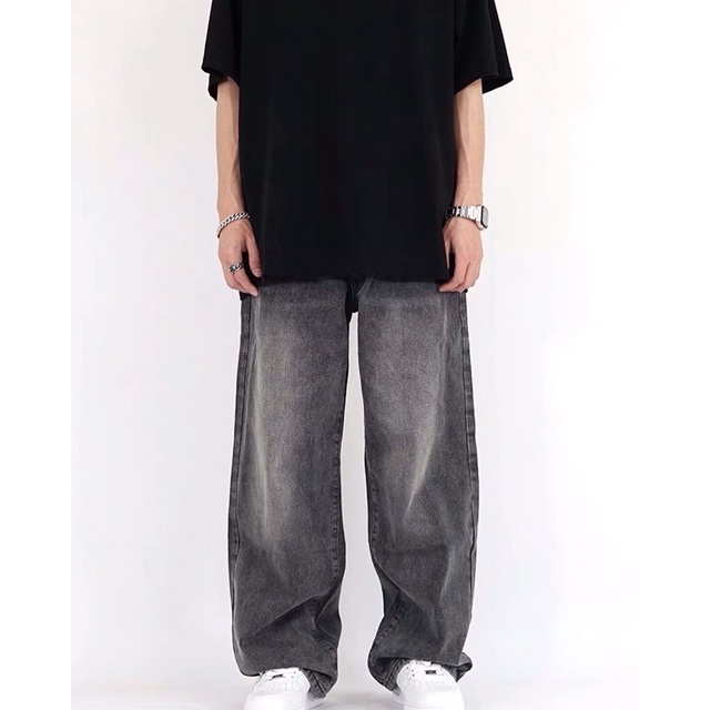 Quần bò jeans ống rộng màu xám khói vân phối màu đậm nhạt Ulzzang hiphop siêu chất ❤️