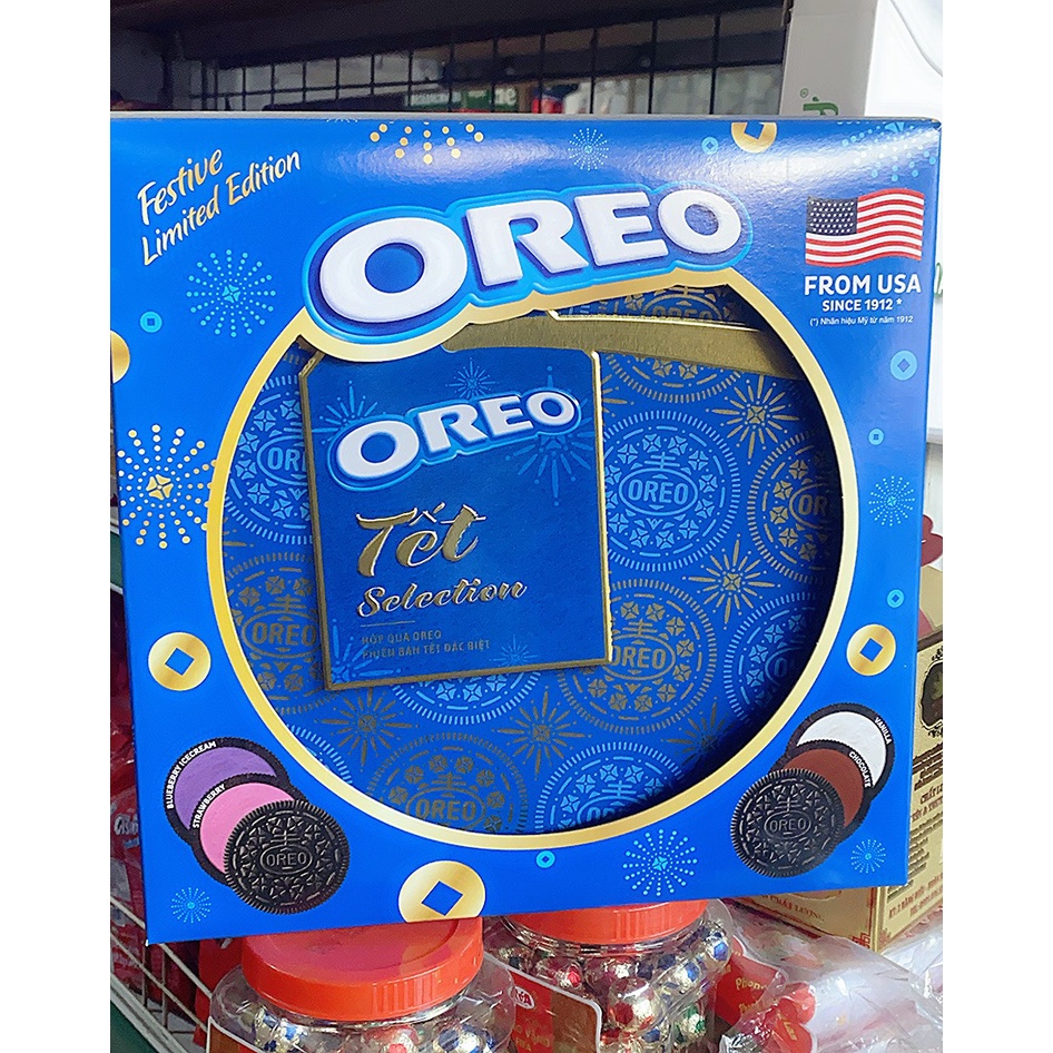 BÁNH QUY OREO TẾT SELECTION HỘP THIẾC 331,2G (CÓ TÚI XÁCH)