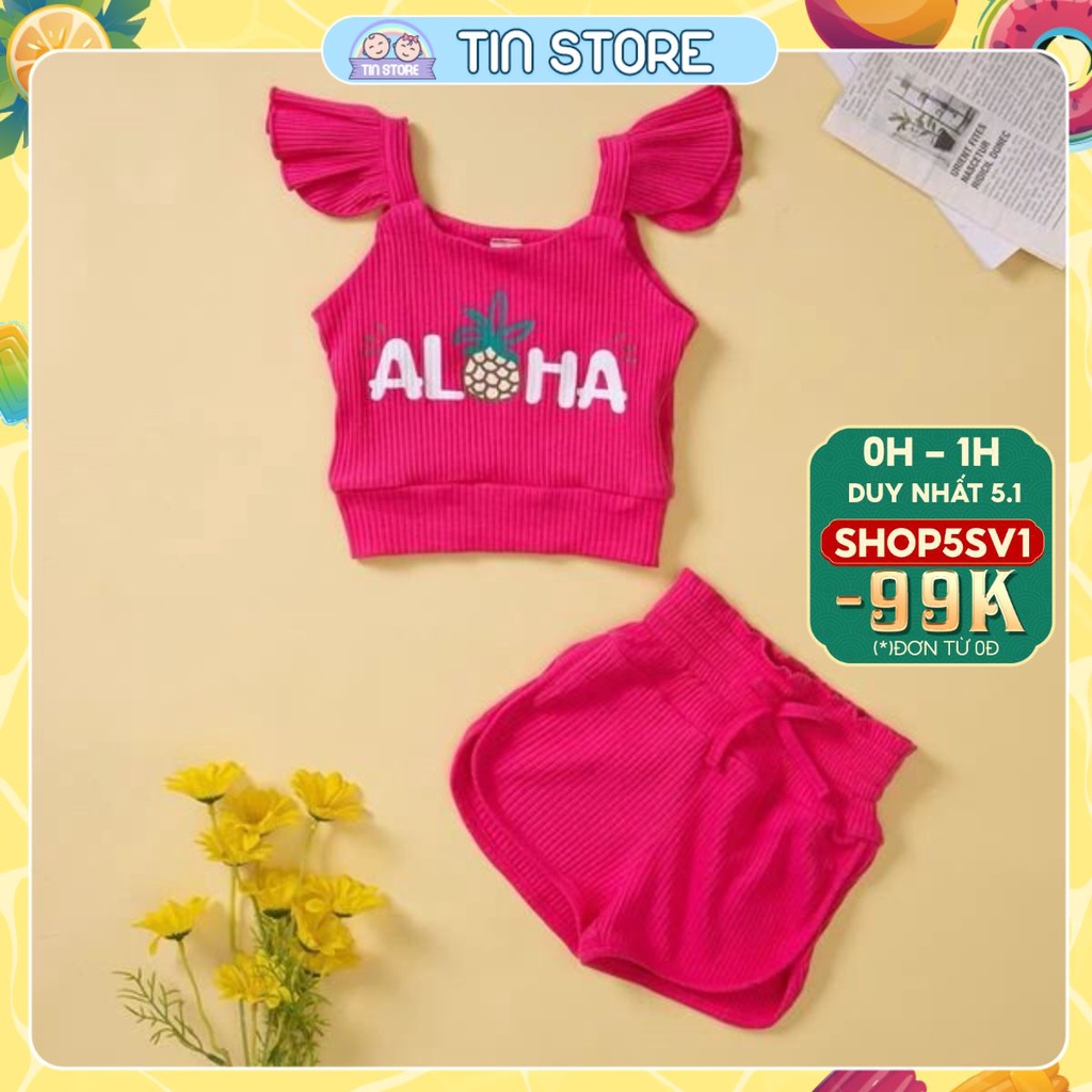 Bộ Thời Trang Aloha Sang Chảnh Bộ Cộc Tay Cực Xinh Cho Bé Gái Từ 5Kg Đến 32Kg Thời Trang Trẻ Em Tin Store