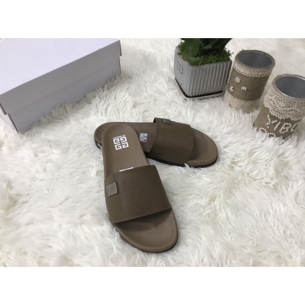Dép nam Gyvenchy dép nam quai ngang mới nhất quai da đế cao su 2 màu hot kiểu dáng mới lạ full box