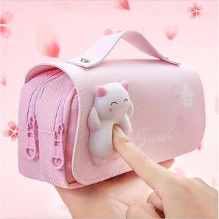 Hộp đựng bút giải nén đa chức năng 3d, sức chứa lớn, hình thú dễ thương