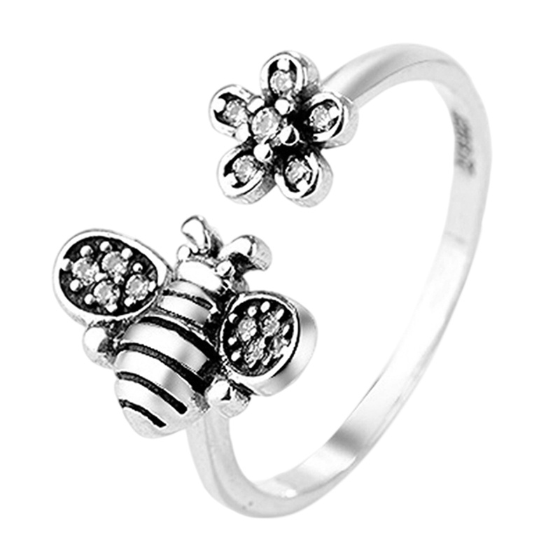 Fancy Nhẫn Hở Hình Cây Cối / Động Vật / Ong / Hoa / Bướm Màu Bạc Cổ Điển Cho Nữ