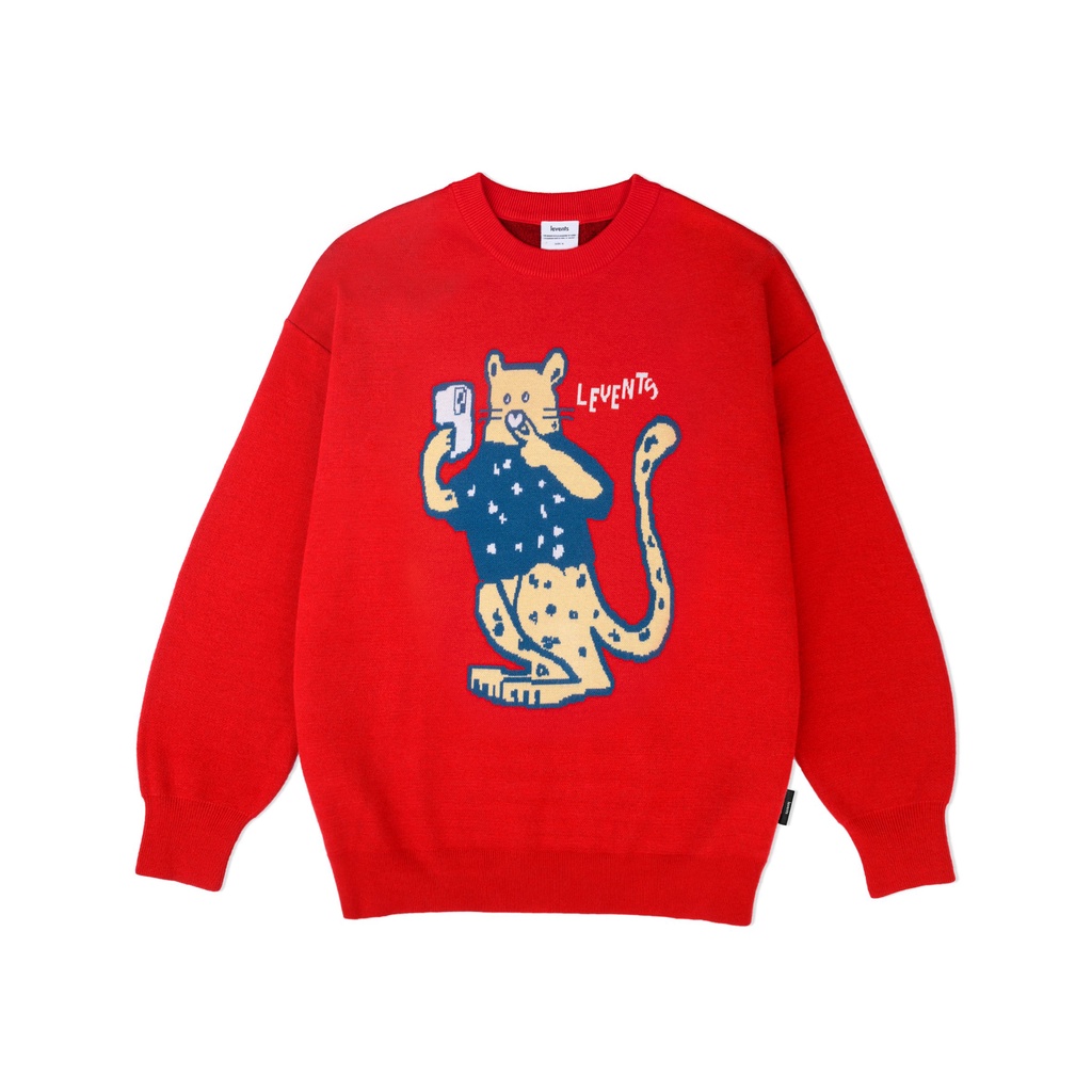 Áo Sweater Len Levents "My Animals" Series Panther/ Red