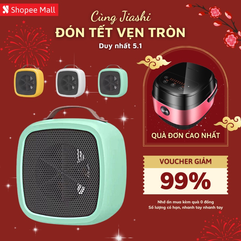 Quạt sưởi mini JIASHI, máy sưởi ấm để bàn mùa đông không mùi nhựa cho dân văn phòng tiện lợi 500W QSM04
