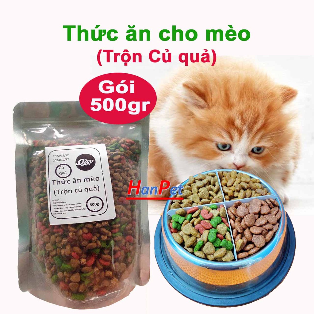 Orgo 500 trộn- Hạt cho mèo biếng ăn thức ăn trộn thịt sấy cat eye catsrang