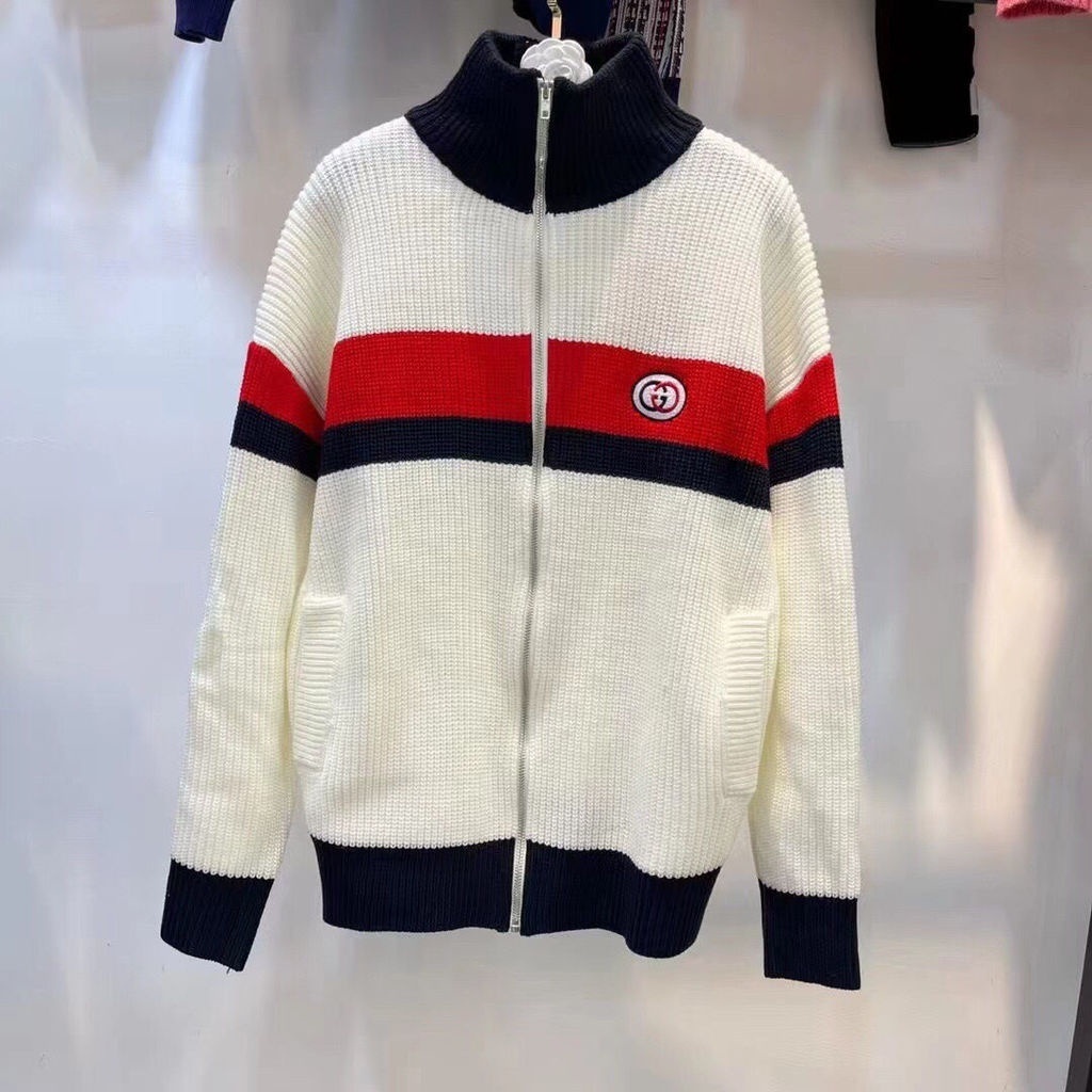 Hàng Có Sẵn!Gucc!Áo Khoác Cardigan Dệt Kim Cổ Chữ V Thiết Kế Mới Thời Trang Dành Cho Cặp Đô