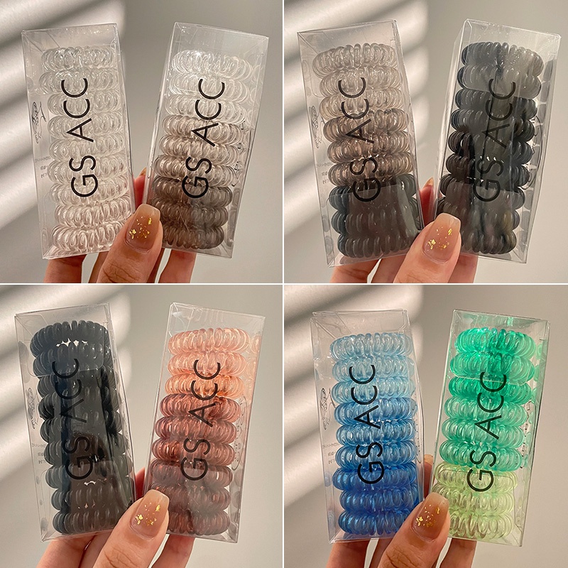 Set 9 Dây Buộc Tóc Cao Su Màu Đen Thiết Kế Tối Giản Phong Cách Hàn Quốc