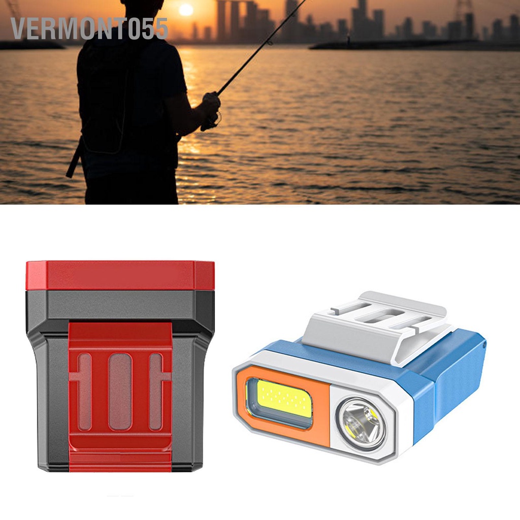 Vermont055 TD 1139 Đèn pha cảm ứng Ánh sáng mạnh pin kẹp mũ siêu cho cắm trại câu cá