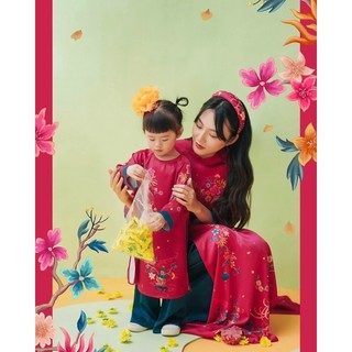 Áo dài Tứ Linh mẹ và bé