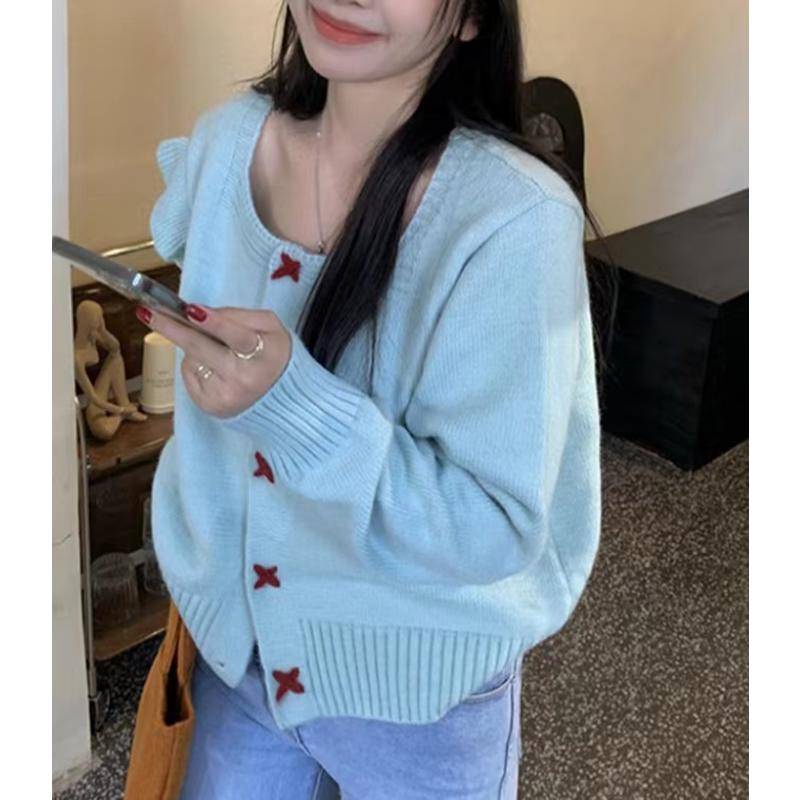 Áo Khoác Cardigan Dệt Kim Mỏng Dáng Ngắn Mềm Mại Dễ Phối Đồ Thời Trang Cho Nữ