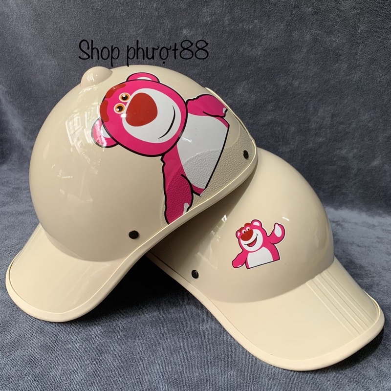 🔥 HOT TREND 🔥Nón bảo hiểm kết gấu dâu và Doraemon Chuẩn cty