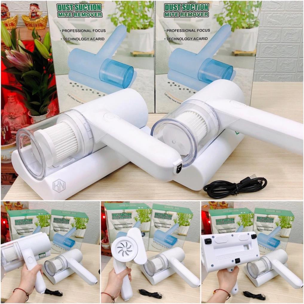 Máy hút bụi mini , hút bụi giường nệm chăn ga nệm sofa - Máy hút bụi mịn không dây sạc pin, có tia UV khử khuẩn.