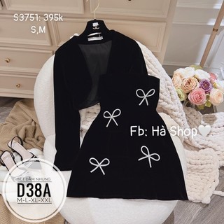 Bigsize Set đầm nhung D38A