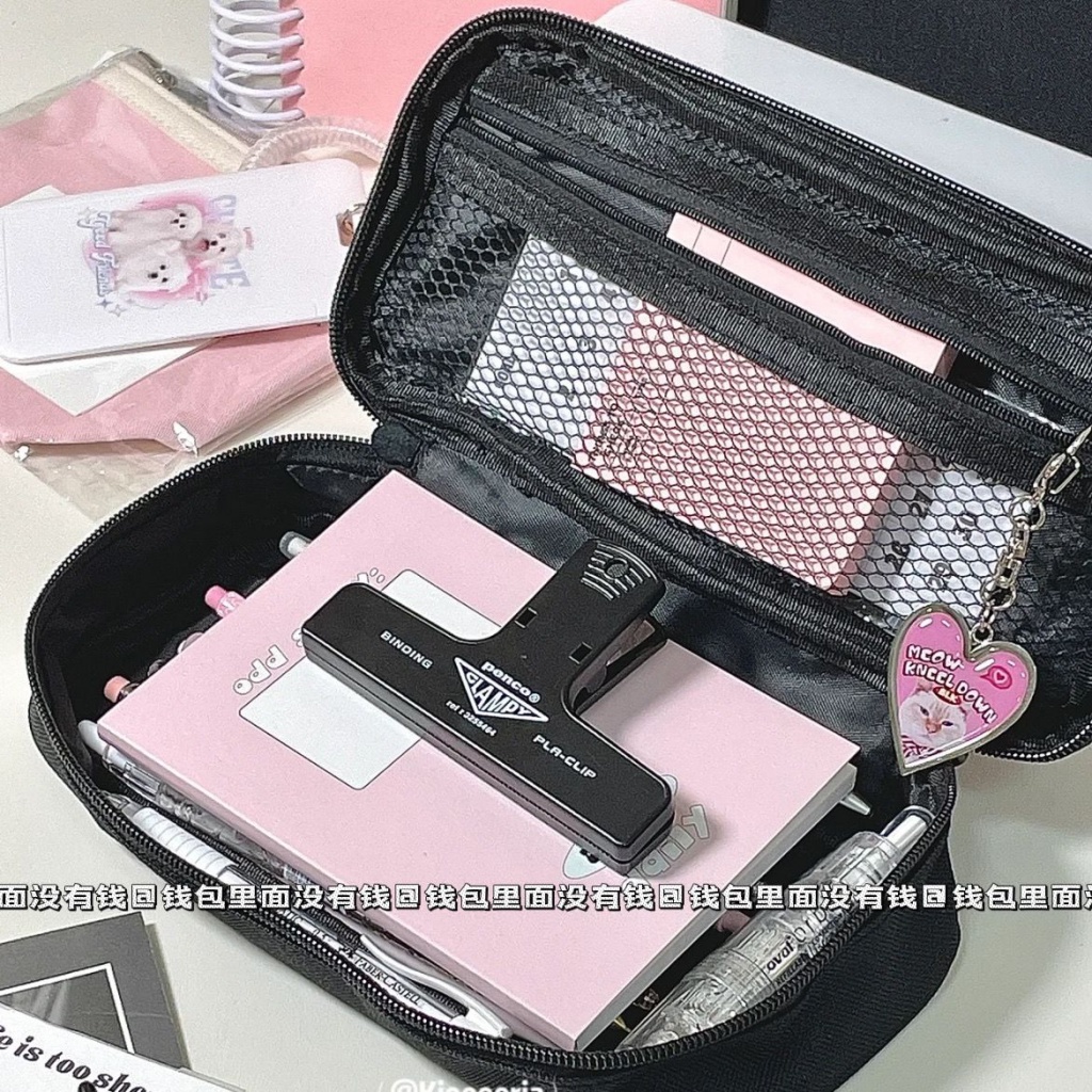 Phong Cách Mới! Phong Cách Mới!F & X Túi Đựng Bút Chì Vải Canvas Màu Đen Có Khóa Kéo Phong Cách Xiaohongshu