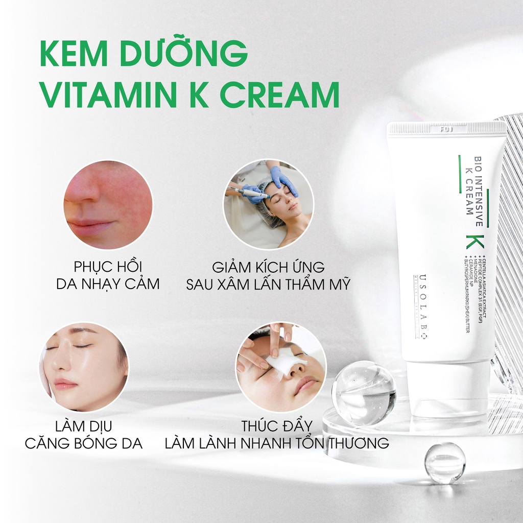 Kem dưỡng Vitamin K Cream Usolab làm dịu, phục hồi da nhạy cảm và chống lão hóa 50ml  - Renzi