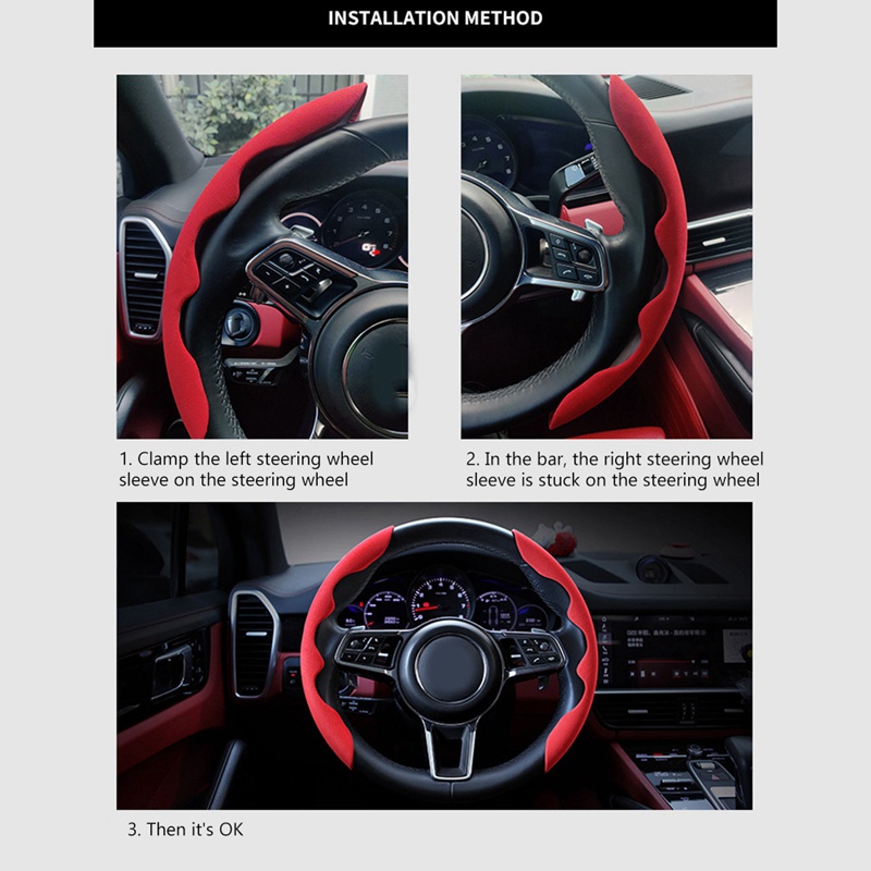 2pcs Xe hơi đa năng Da lộn Bọc vô lăng Tay cầm Nắp bảo vệ chống trượt cho Benz Jeep Dodge , v.v .