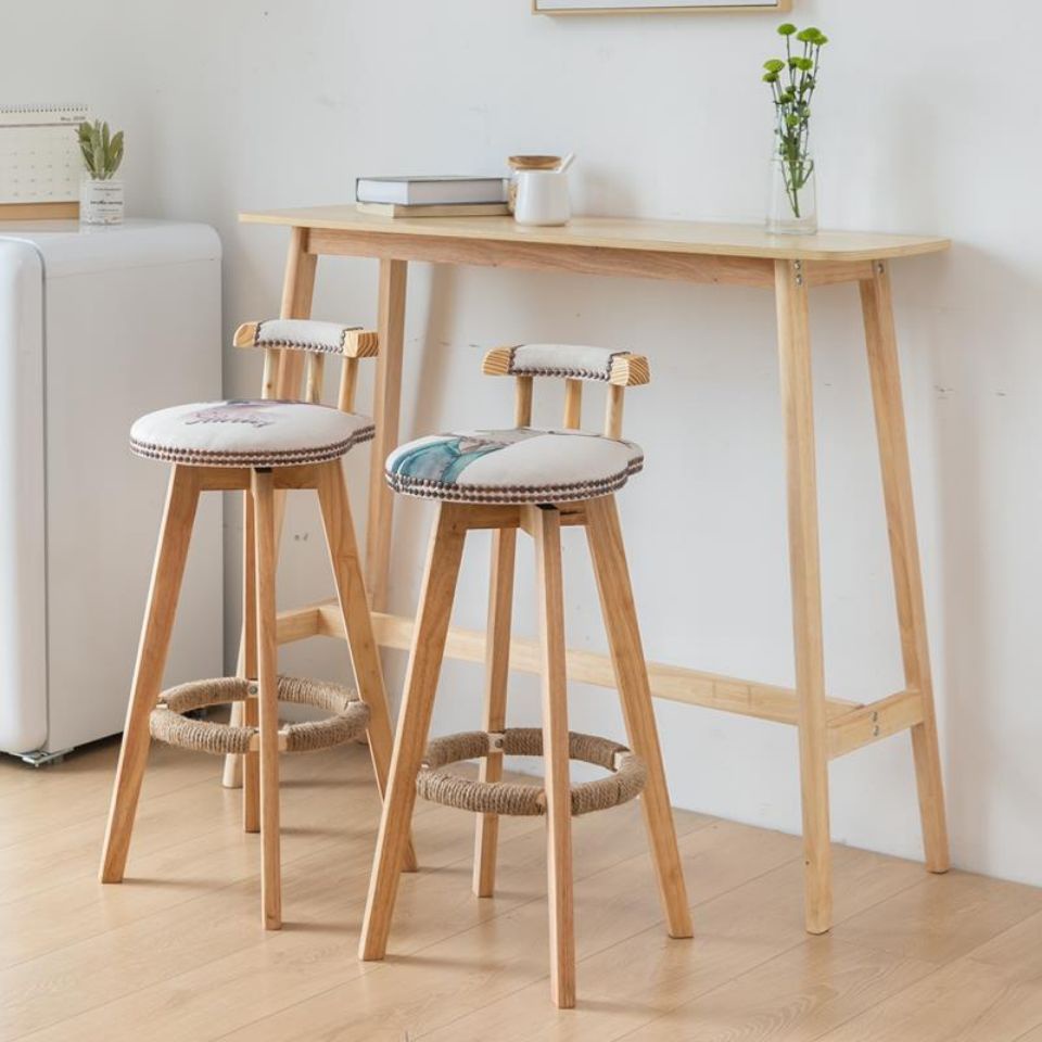 Table and Chair Combination Household Minimalist High Bar Table Milk Tea Shop Bar Counter Wall Parti