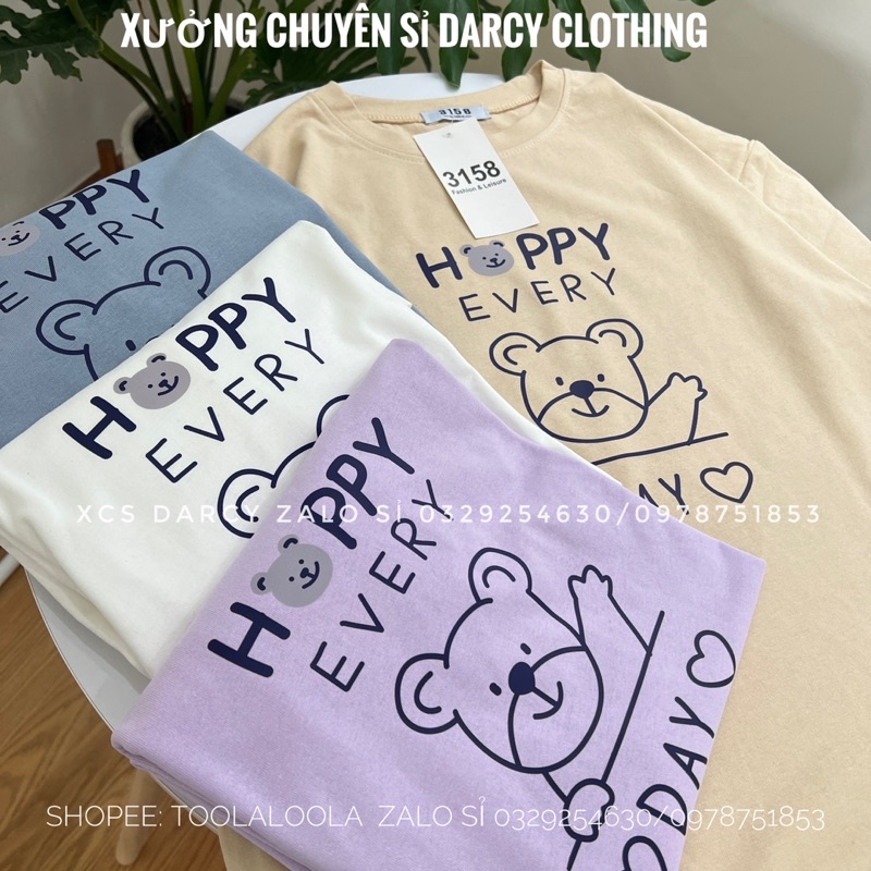 happy every day tee  FREESHIP  áo thun cotton khô 3158 dễ thương