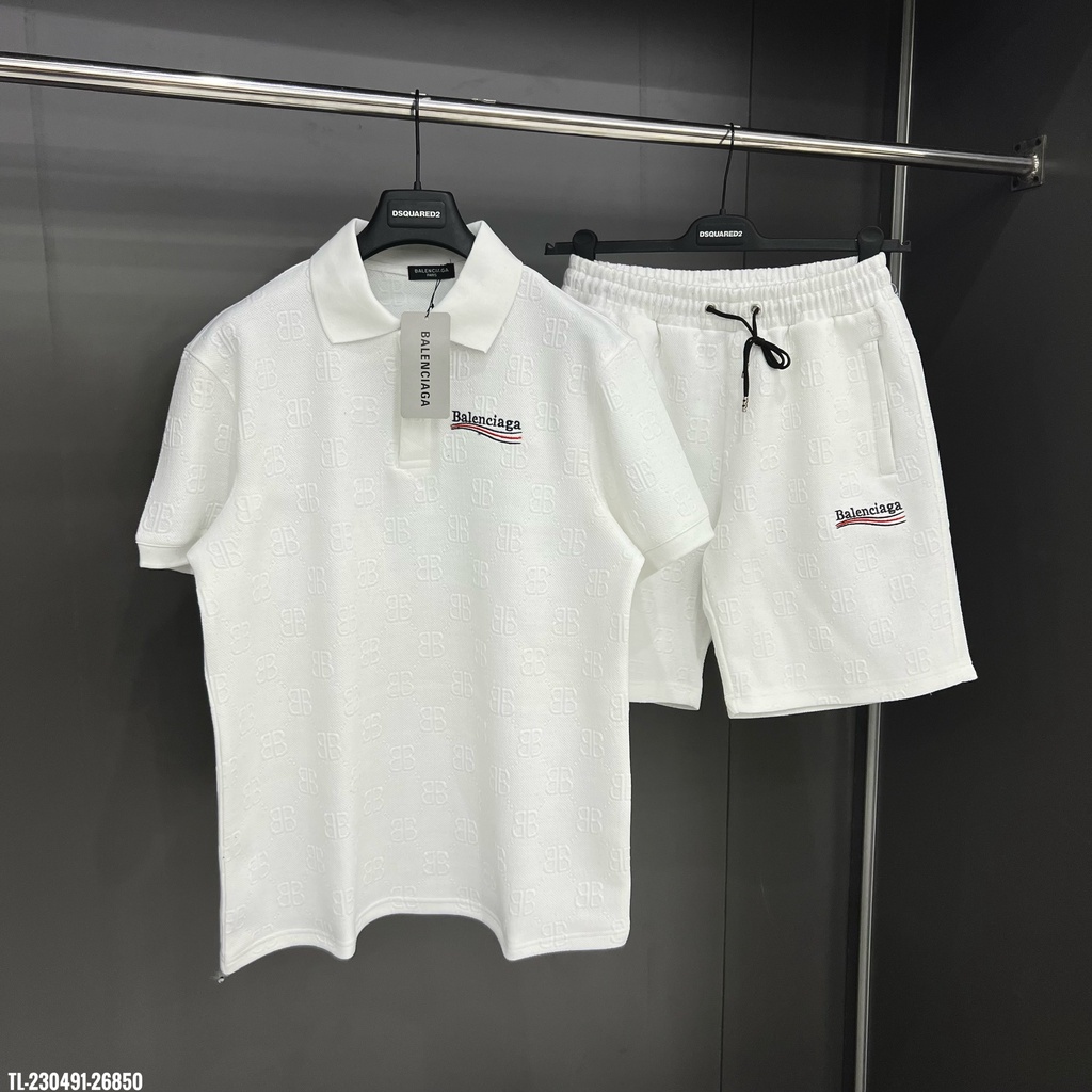 🔥Hot🔥Bộ Balenciaga vân nổi áo polo thiết kế hot trend Nam Nữ New 2023